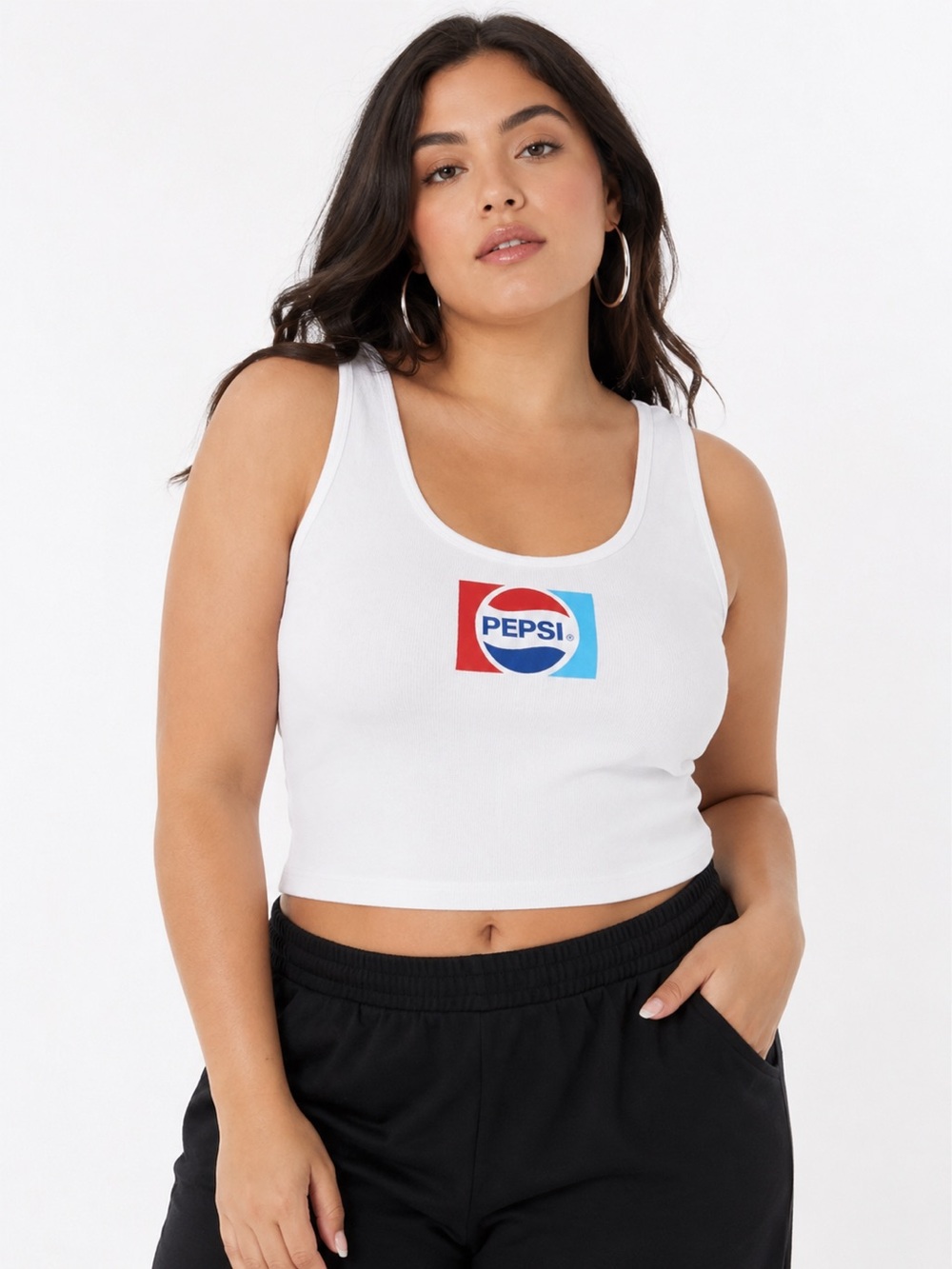 FOREVER 21+ PEPSI GRAPHIC CROP TANK - WHITE SIZE 2X (NEW WITH TAGS) A15